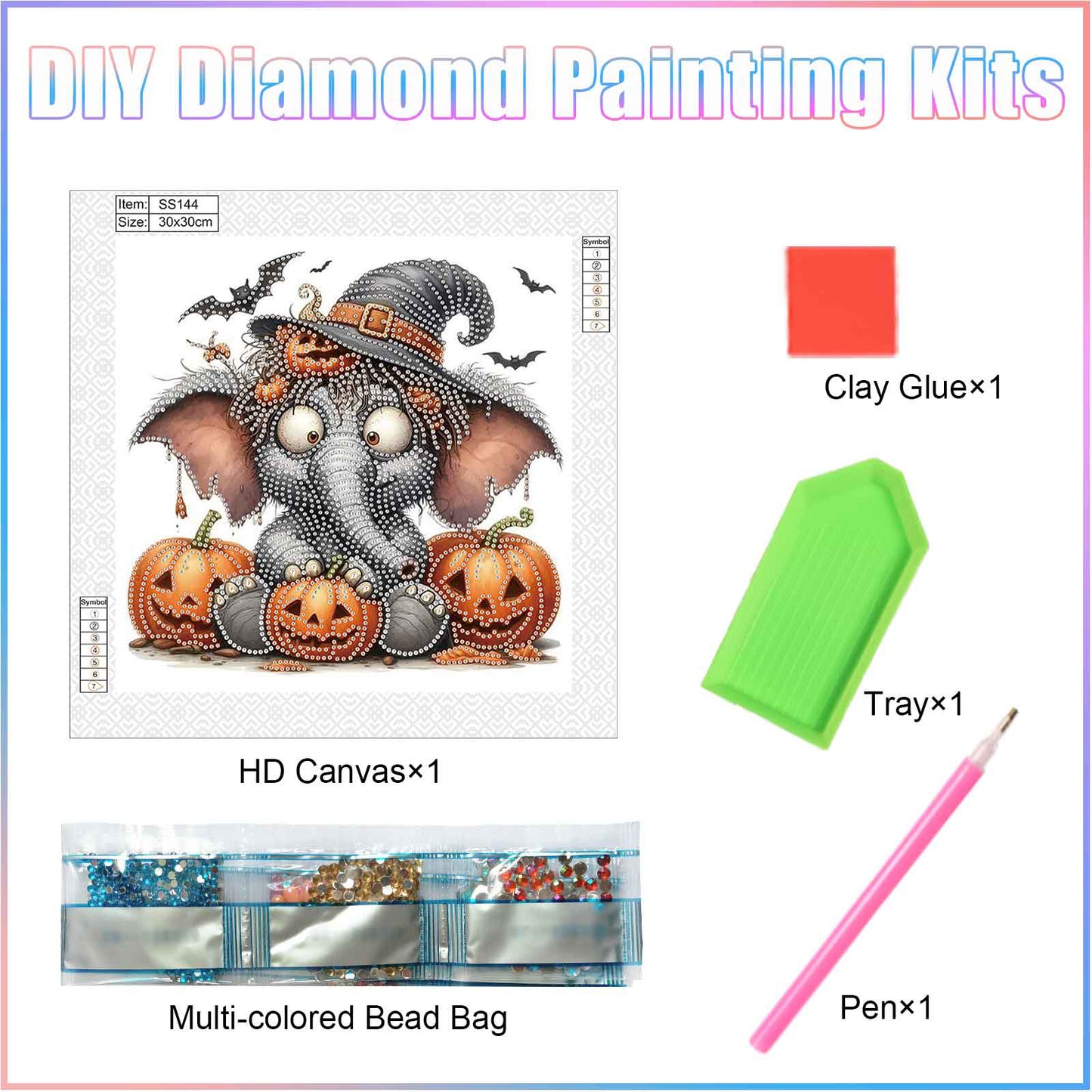 Halloween Funny Elephant - Special Shaped Drill Diamond Painting 30*30CM
