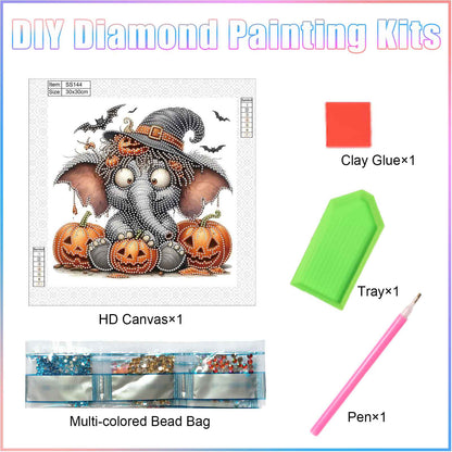 Halloween Funny Elephant - Special Shaped Drill Diamond Painting 30*30CM