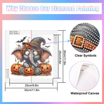 Halloween Funny Elephant - Special Shaped Drill Diamond Painting 30*30CM