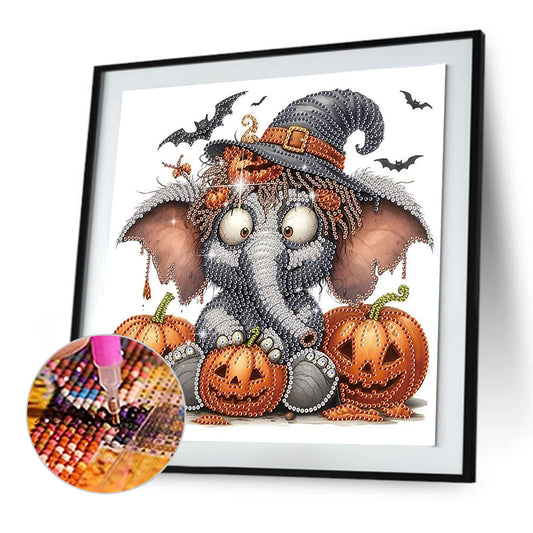 Halloween Funny Elephant - Special Shaped Drill Diamond Painting 30*30CM