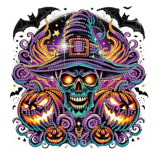 Halloween Pumpkin And Skull - Special Shaped Drill Diamond Painting 30*30CM