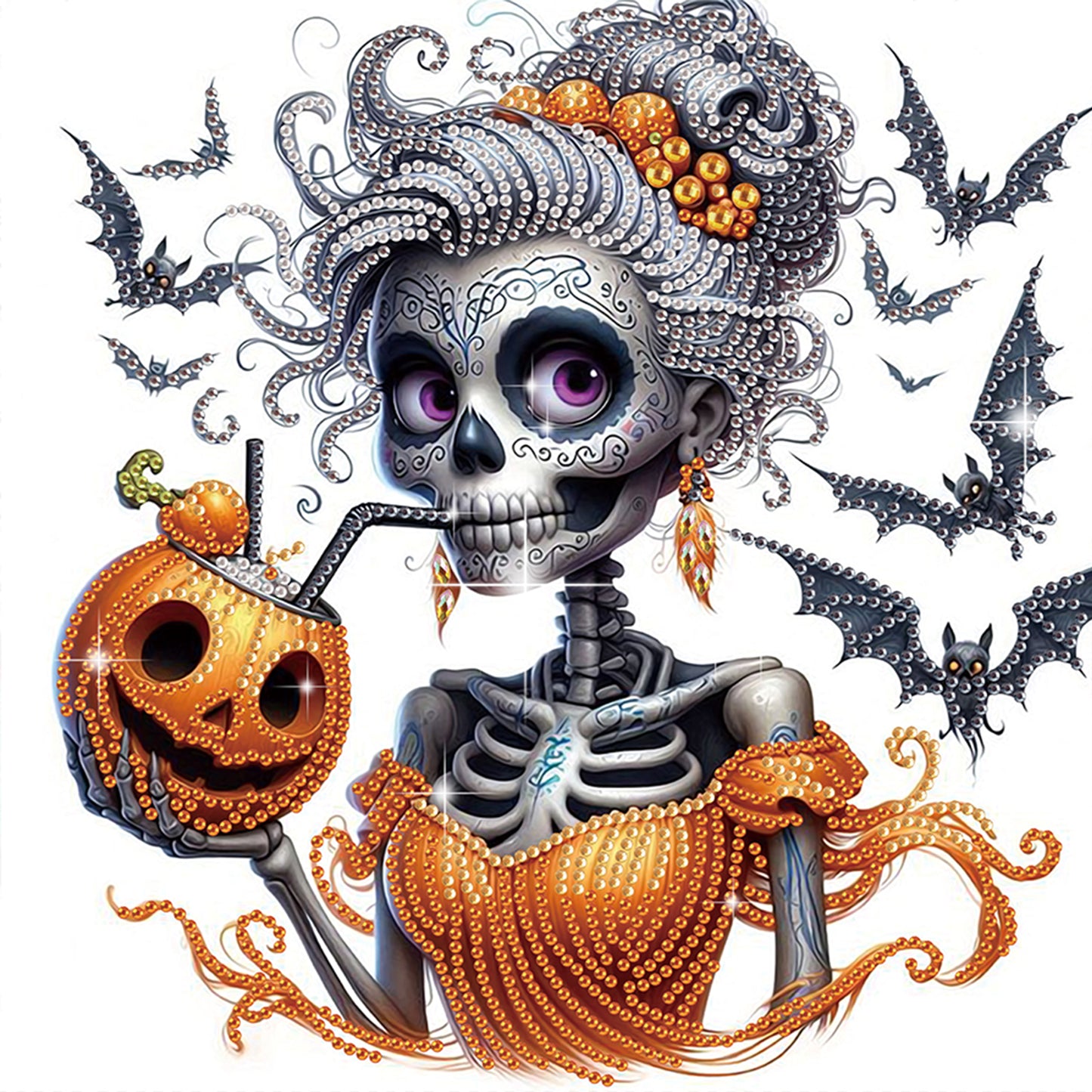 Halloween Skeleton - Special Shaped Drill Diamond Painting 30*30CM
