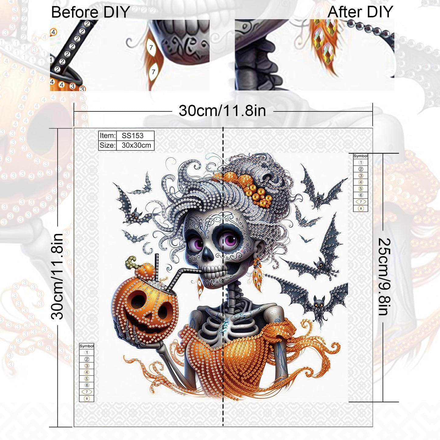 Halloween Skeleton - Special Shaped Drill Diamond Painting 30*30CM