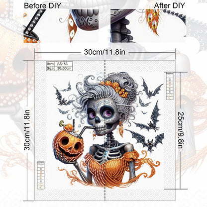 Halloween Skeleton - Special Shaped Drill Diamond Painting 30*30CM