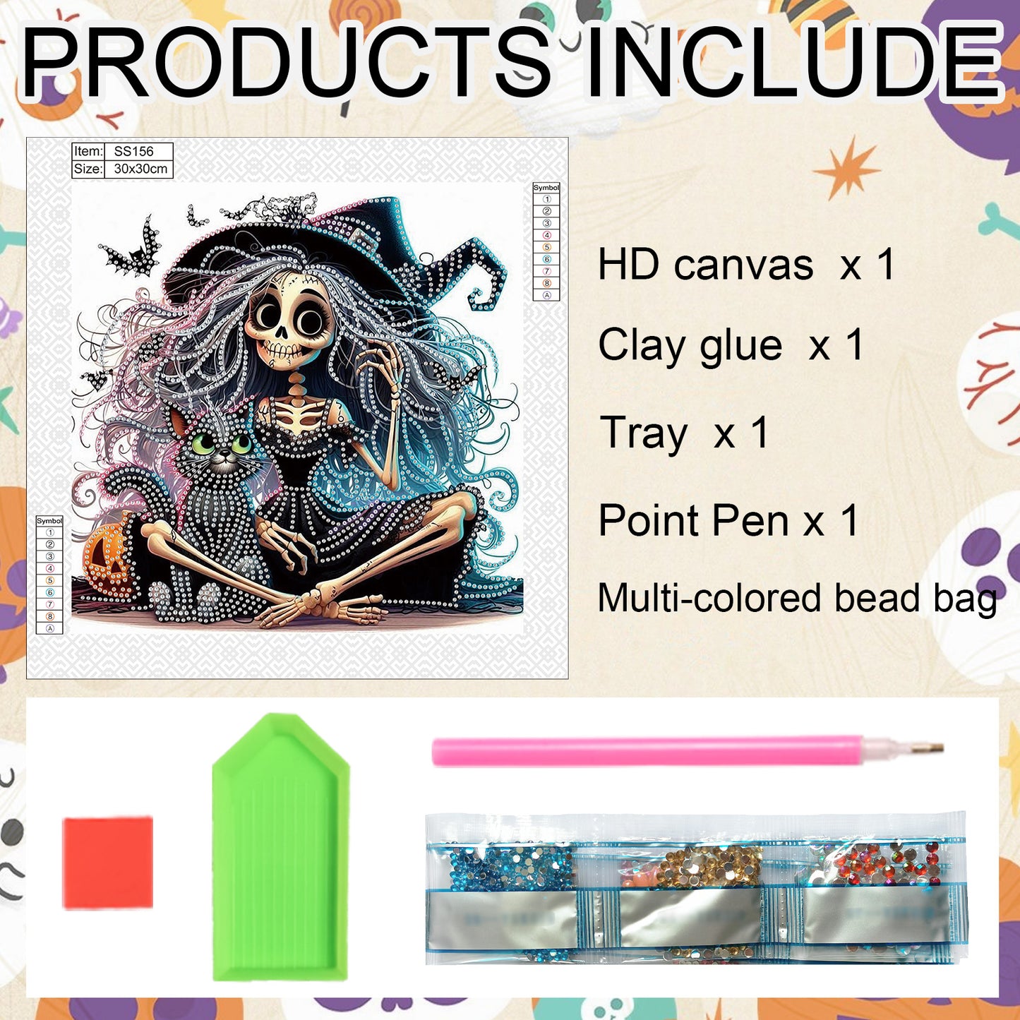 Halloween Skeleton Witch - Special Shaped Drill Diamond Painting 30*30CM