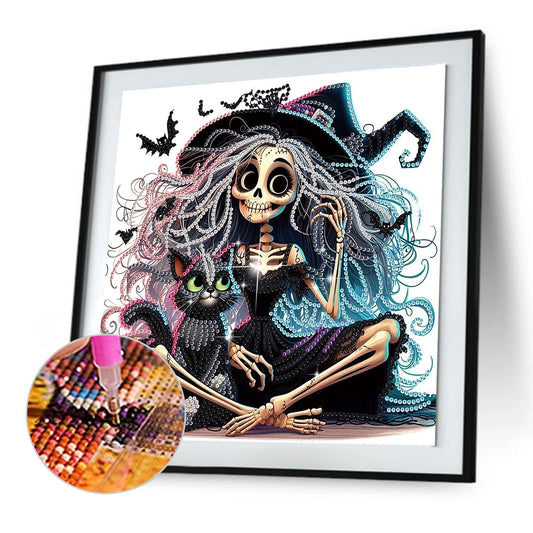 Halloween Skeleton Witch - Special Shaped Drill Diamond Painting 30*30CM