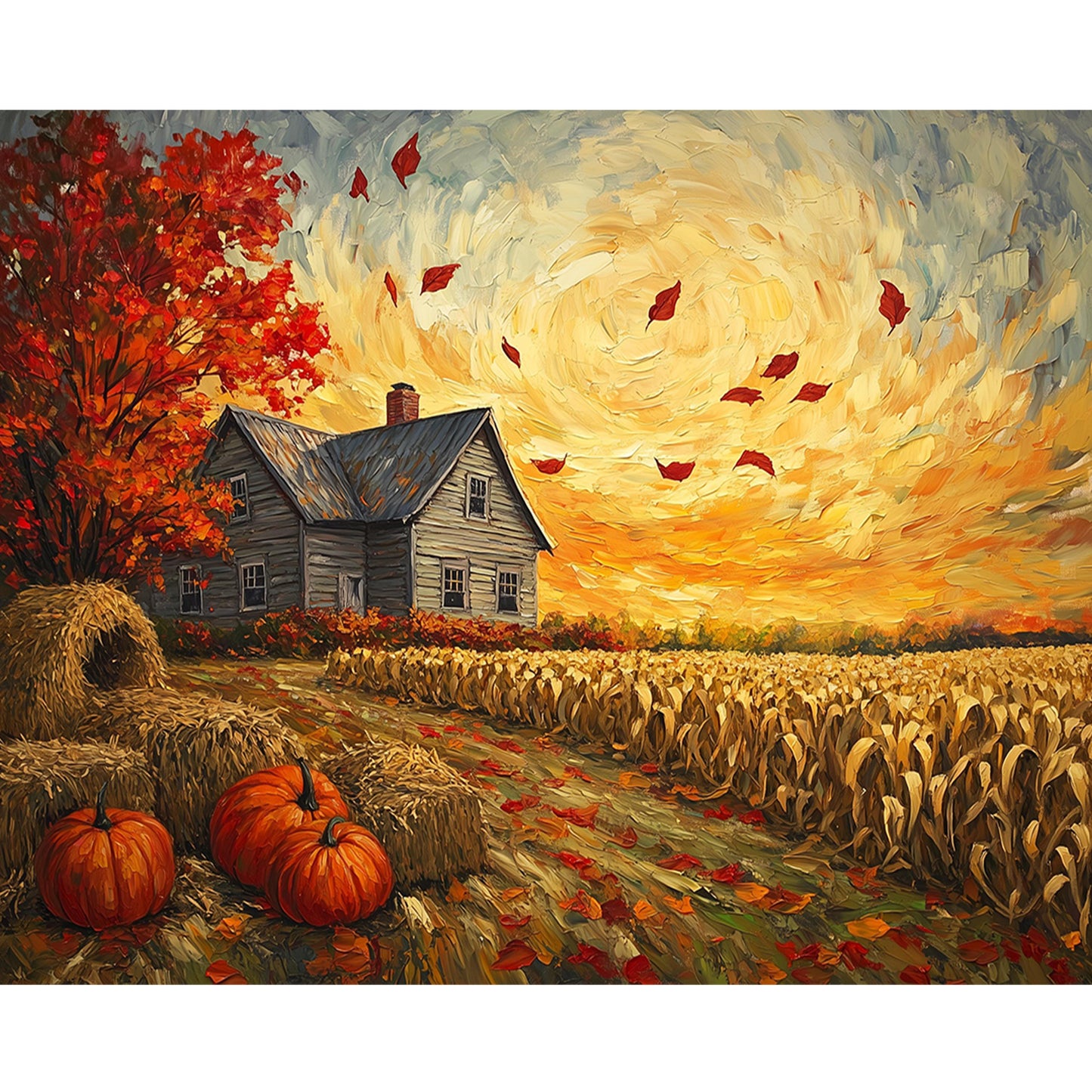 Autumn Leaves - Full Round Drill Diamond Painting 50*40CM