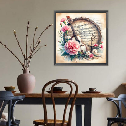 Guitar And Carnations - Full Round Drill Diamond Painting 40*40CM