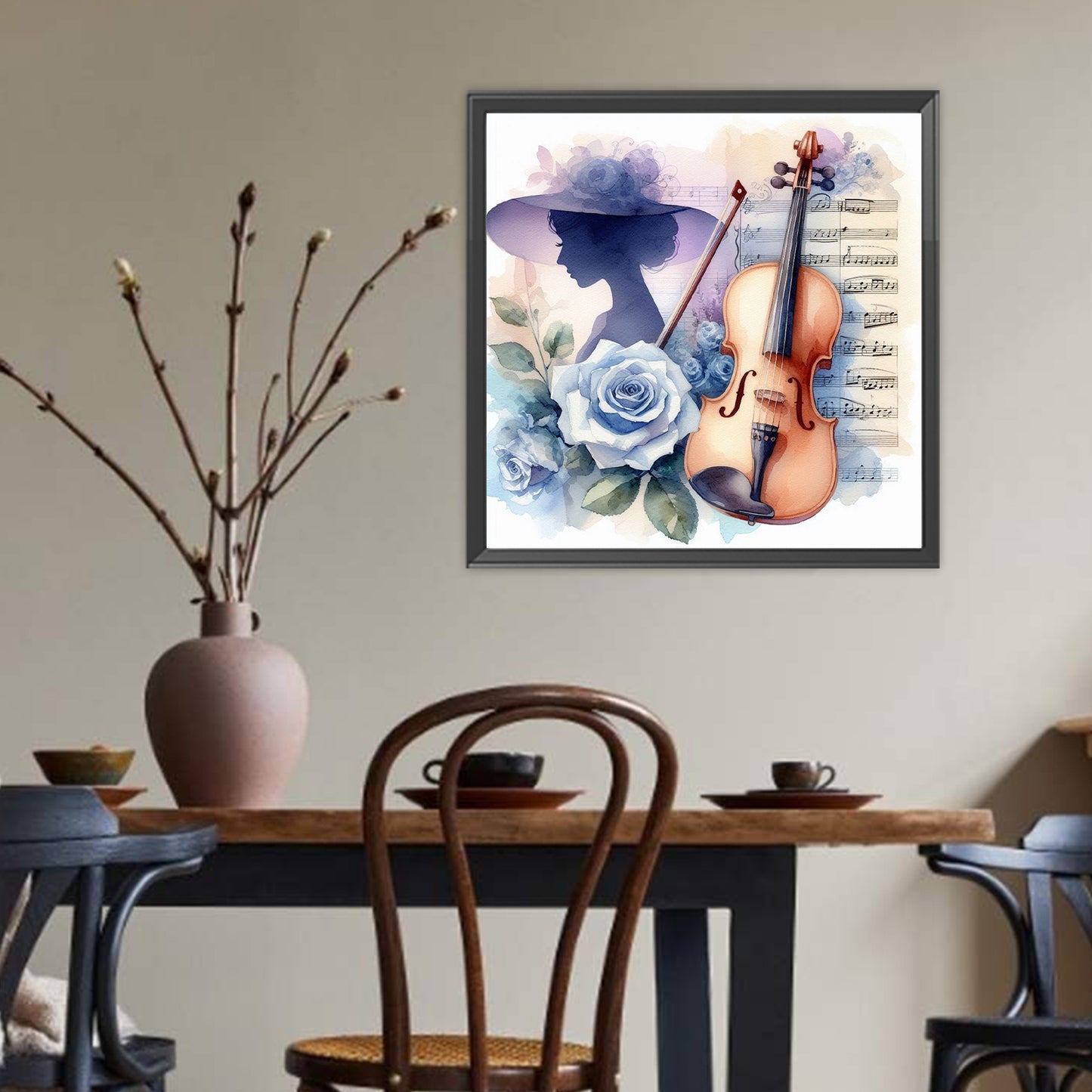 Violin And Flowers - Full Round Drill Diamond Painting 40*40CM