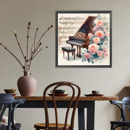 Piano And Roses - Full Round Drill Diamond Painting 40*40CM