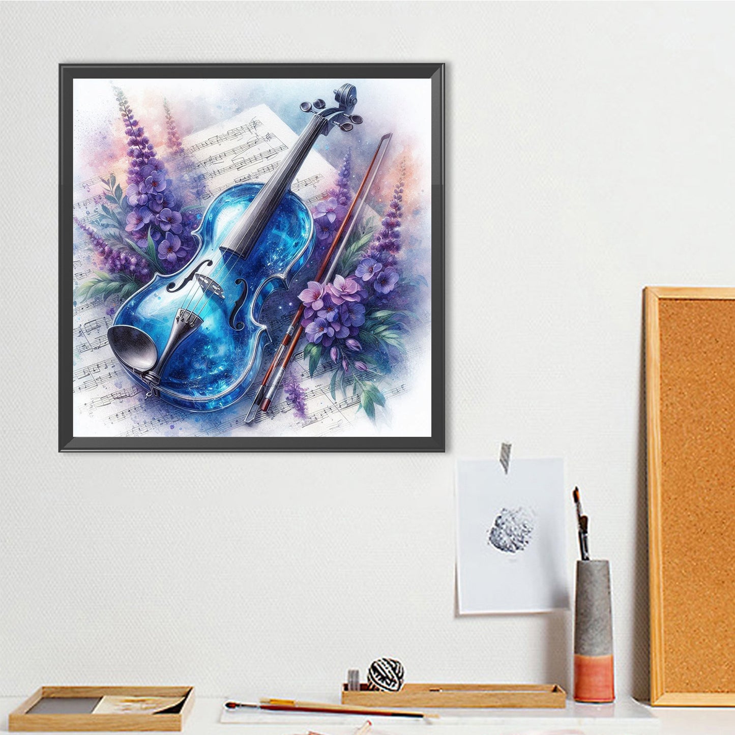 Violin And Flowers - Full Round Drill Diamond Painting 40*40CM