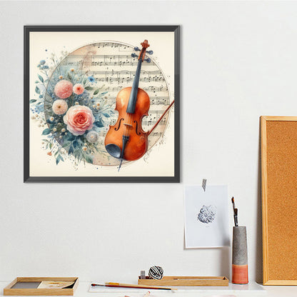 Violin And Flowers - Full Round Drill Diamond Painting 40*40CM