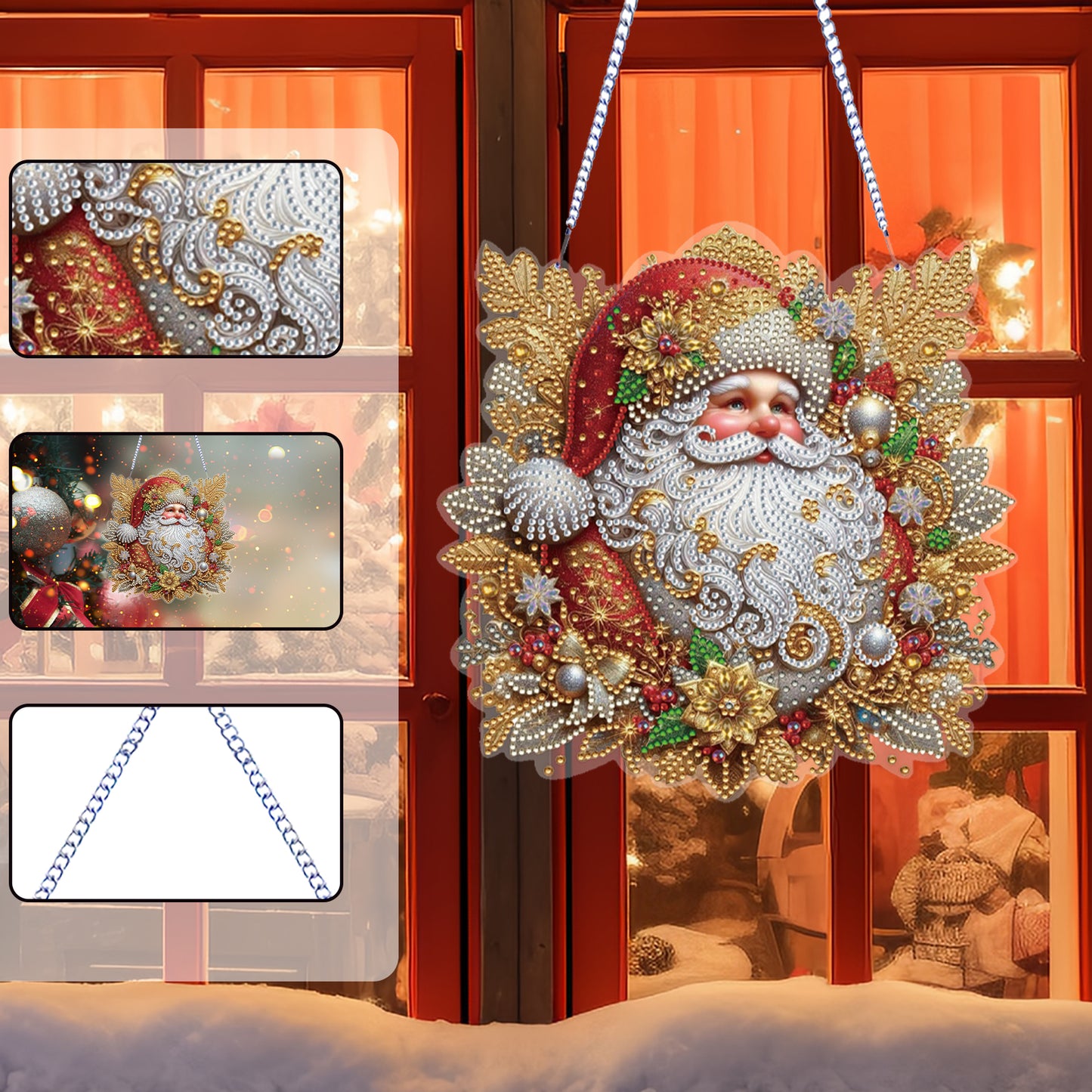 Xmas 5D DIY Special Shape Partial Drill Dimond Paintings Wall Decor 23.5x23cm Christmas