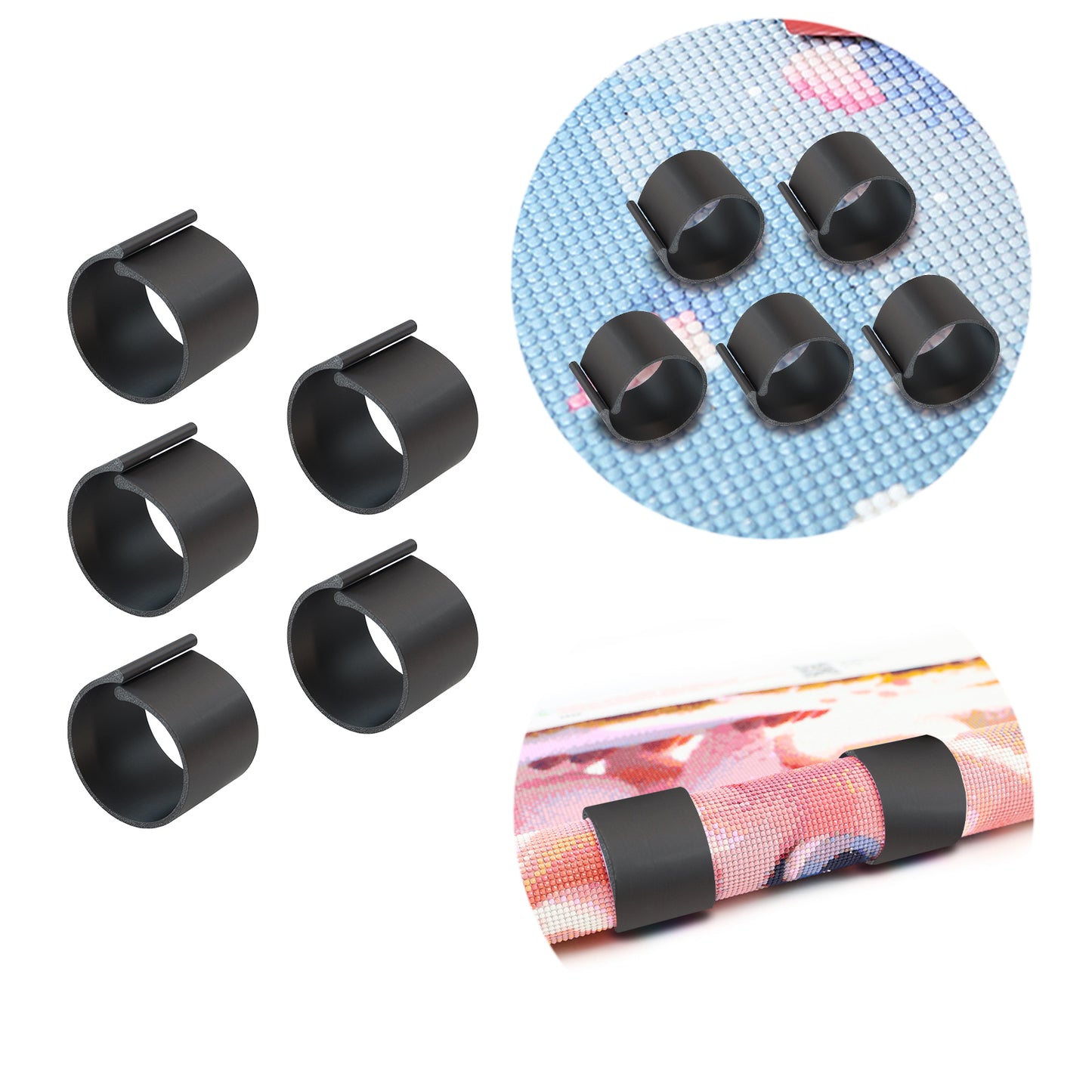 Diamond Painting Canvas Roll Holder for Diamond Art Fabric Crafts (5pcs S Black)