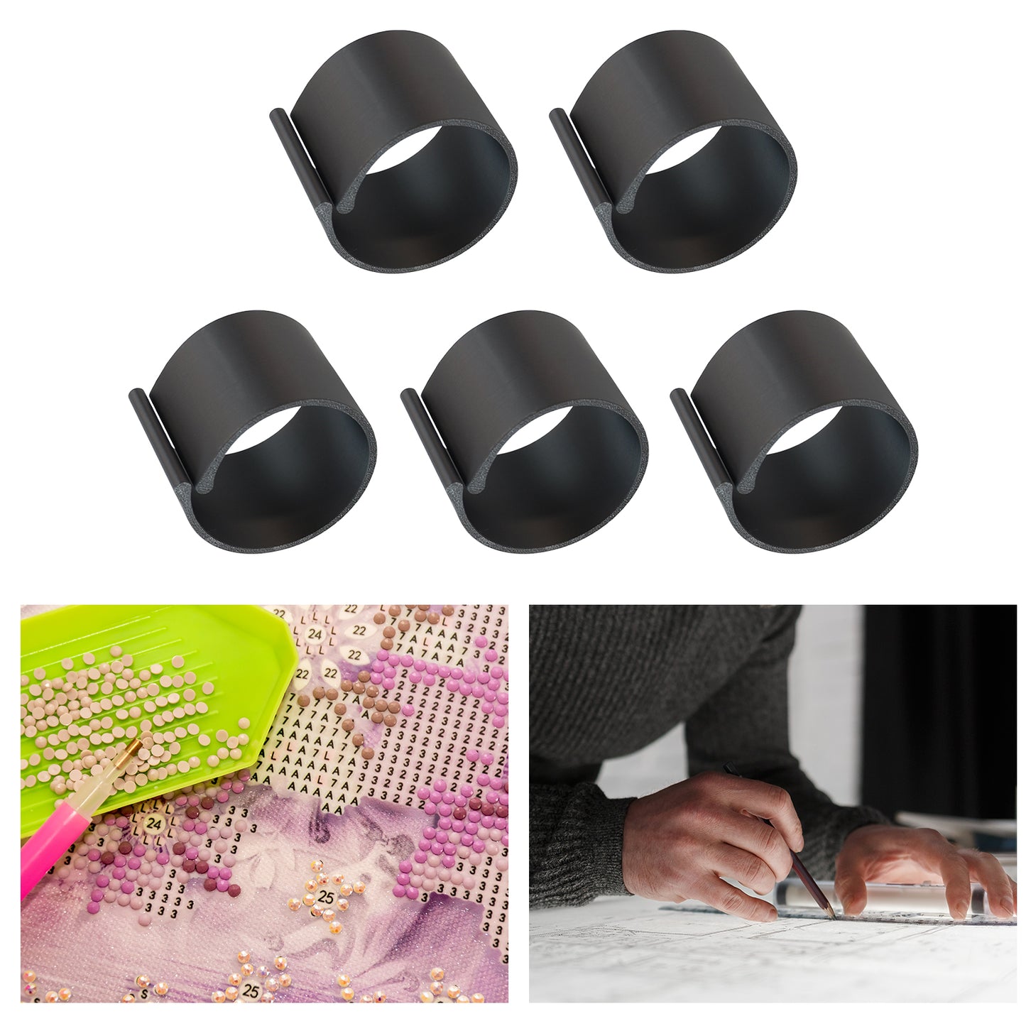 Diamond Painting Canvas Roll Holder for Diamond Art Fabric Crafts (5pcs S Black)