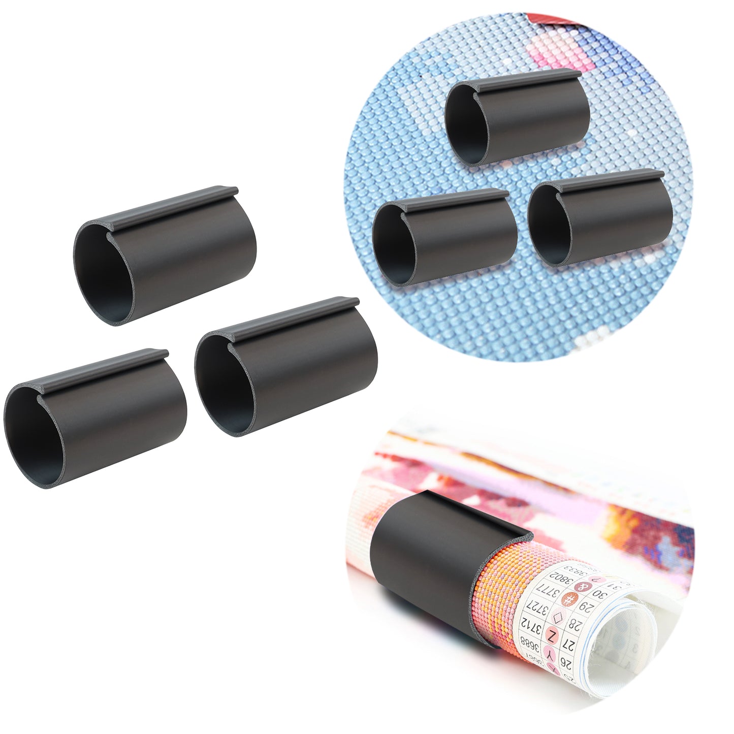 Diamond Painting Canvas Roll Holder for Diamond Art Fabric Crafts (3pcs L Black)
