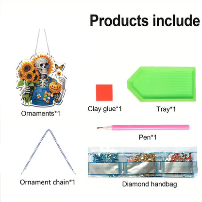 Skull 2D/Flat DIY Acrylic Special Shape Hanging Diamond Art Kits Wall Door Decor