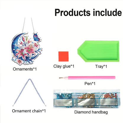 Moon Lilies 2D/Flat DIY Acrylic Special Shape Hanging Diamond Art Kit Wall Decor