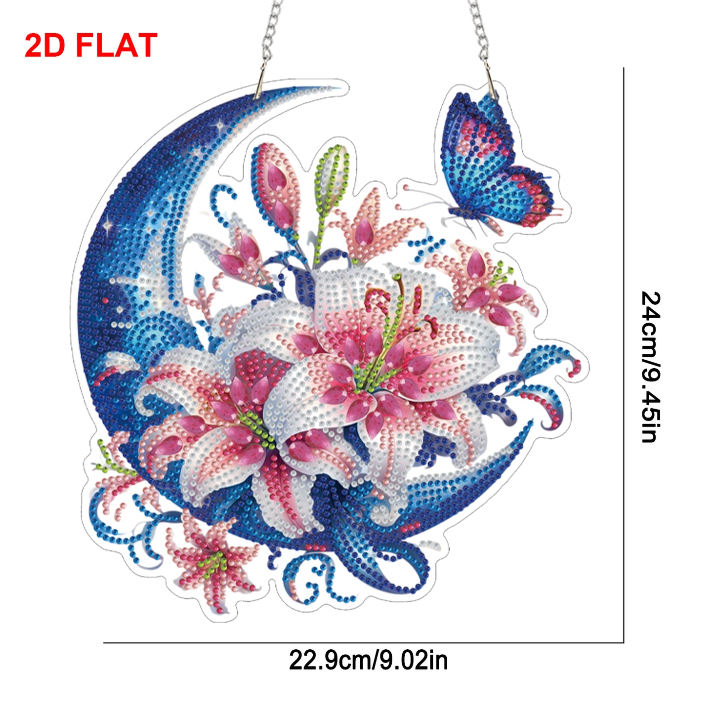 Moon Lilies 2D/Flat DIY Acrylic Special Shape Hanging Diamond Art Kit Wall Decor