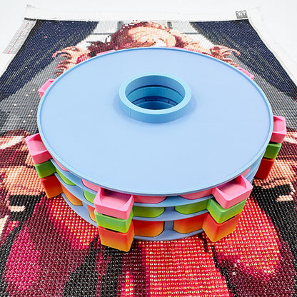 Rotating Diamond Painting Tray Organizer 3D Printing Diamond Art Tray (Blue)