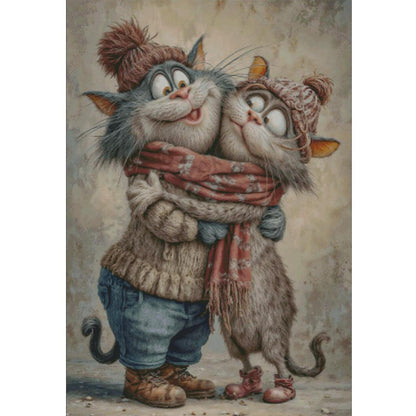 Cat Brothers - 14CT Stamped Cross Stitch 65*90CM (Egyptian cotton)(Fairy Brand)