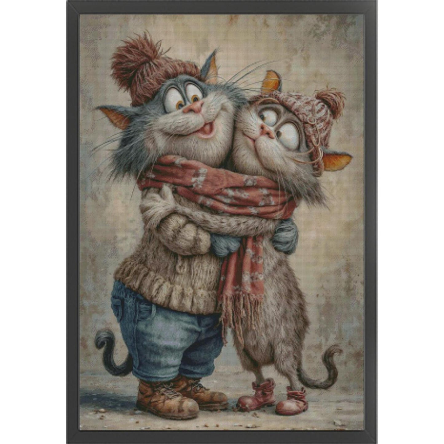 Cat Brothers - 14CT Stamped Cross Stitch 65*90CM (Egyptian cotton)(Fairy Brand)