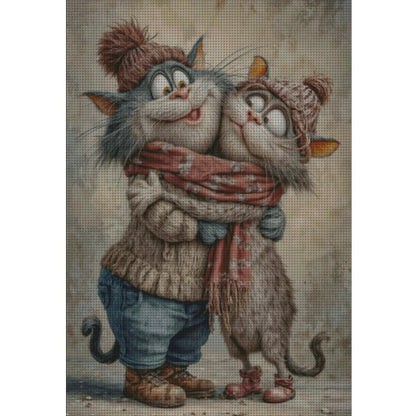 Cat Brothers - 14CT Stamped Cross Stitch 65*90CM (Egyptian cotton)(Fairy Brand)