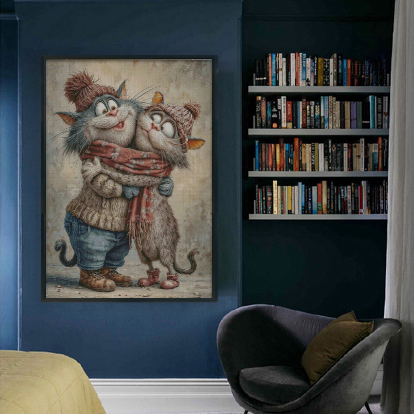 Cat Brothers - 14CT Stamped Cross Stitch 65*90CM (Egyptian cotton)(Fairy Brand)