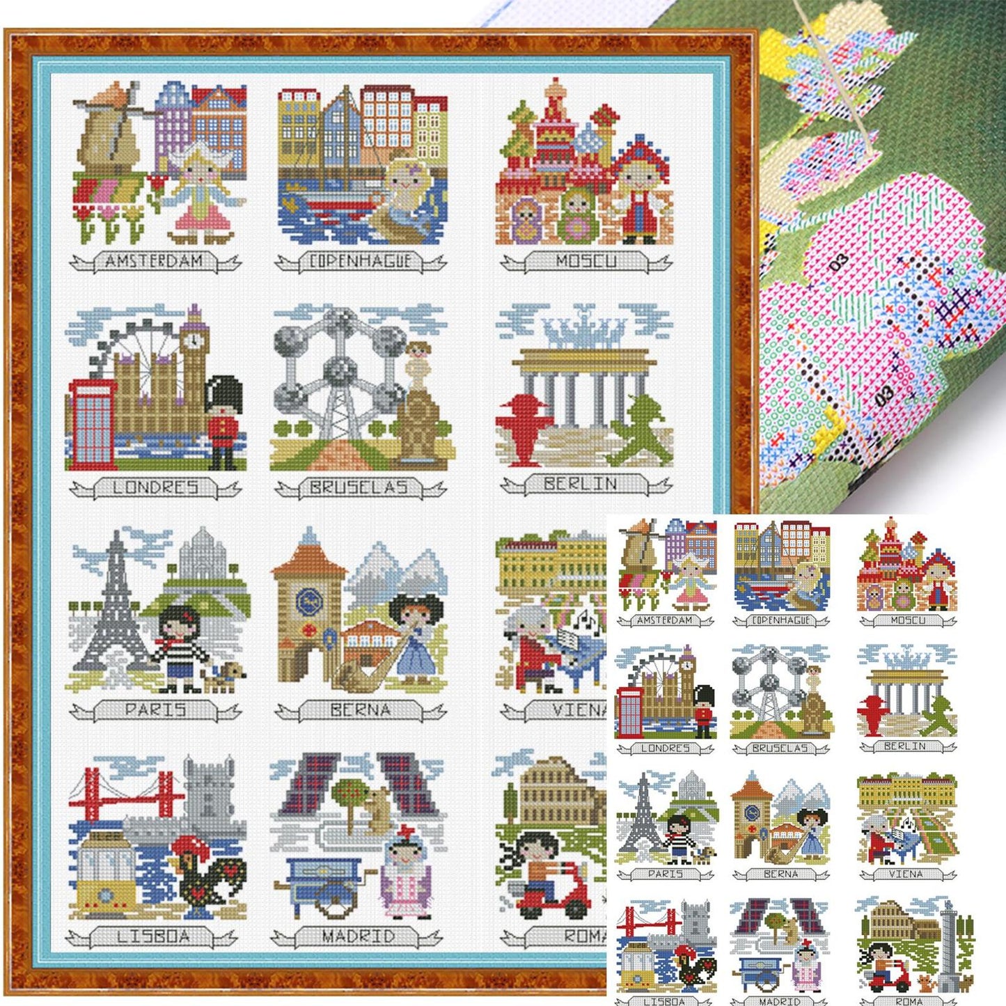 Magazine - Travel Photos Of Various European Countries - 14CT Stamped Cross Stitch 38*52CM (Egyptian cotton)(Xiaobai)