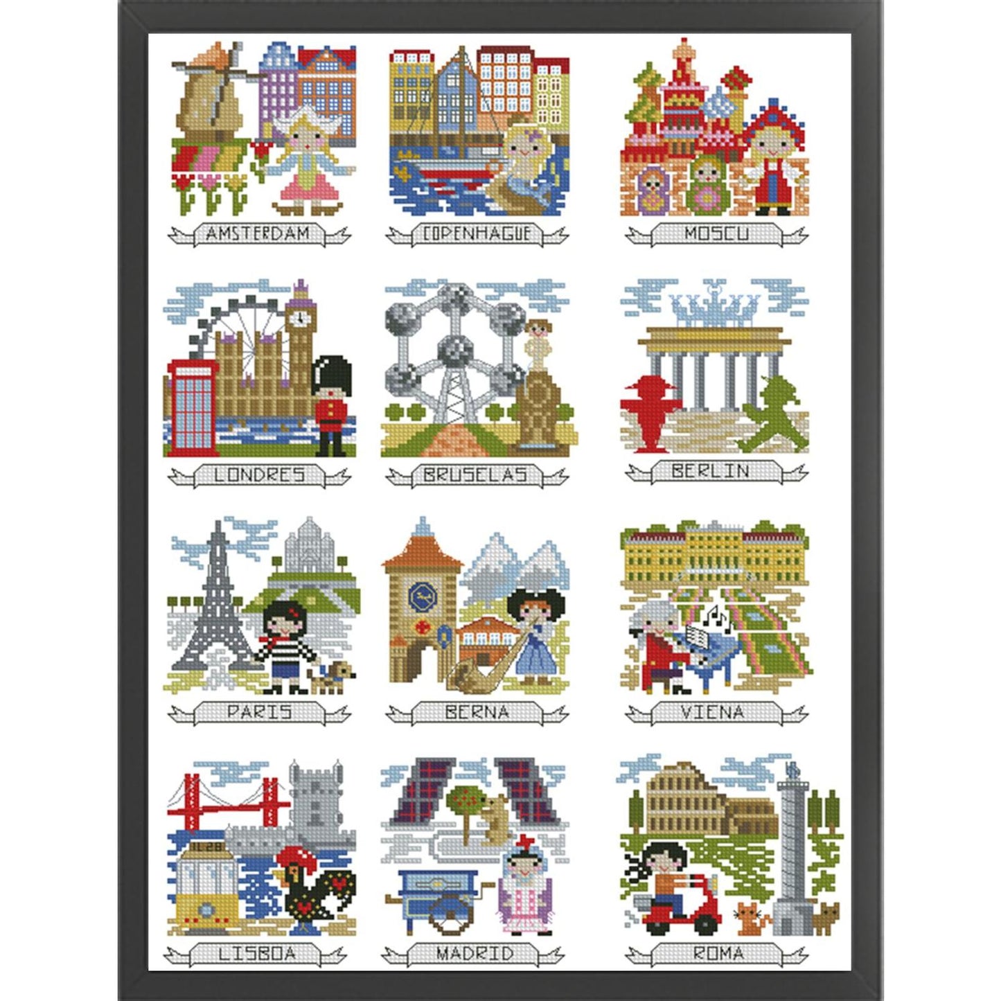 Magazine - Travel Photos Of Various European Countries - 14CT Stamped Cross Stitch 38*52CM (Egyptian cotton)(Xiaobai)
