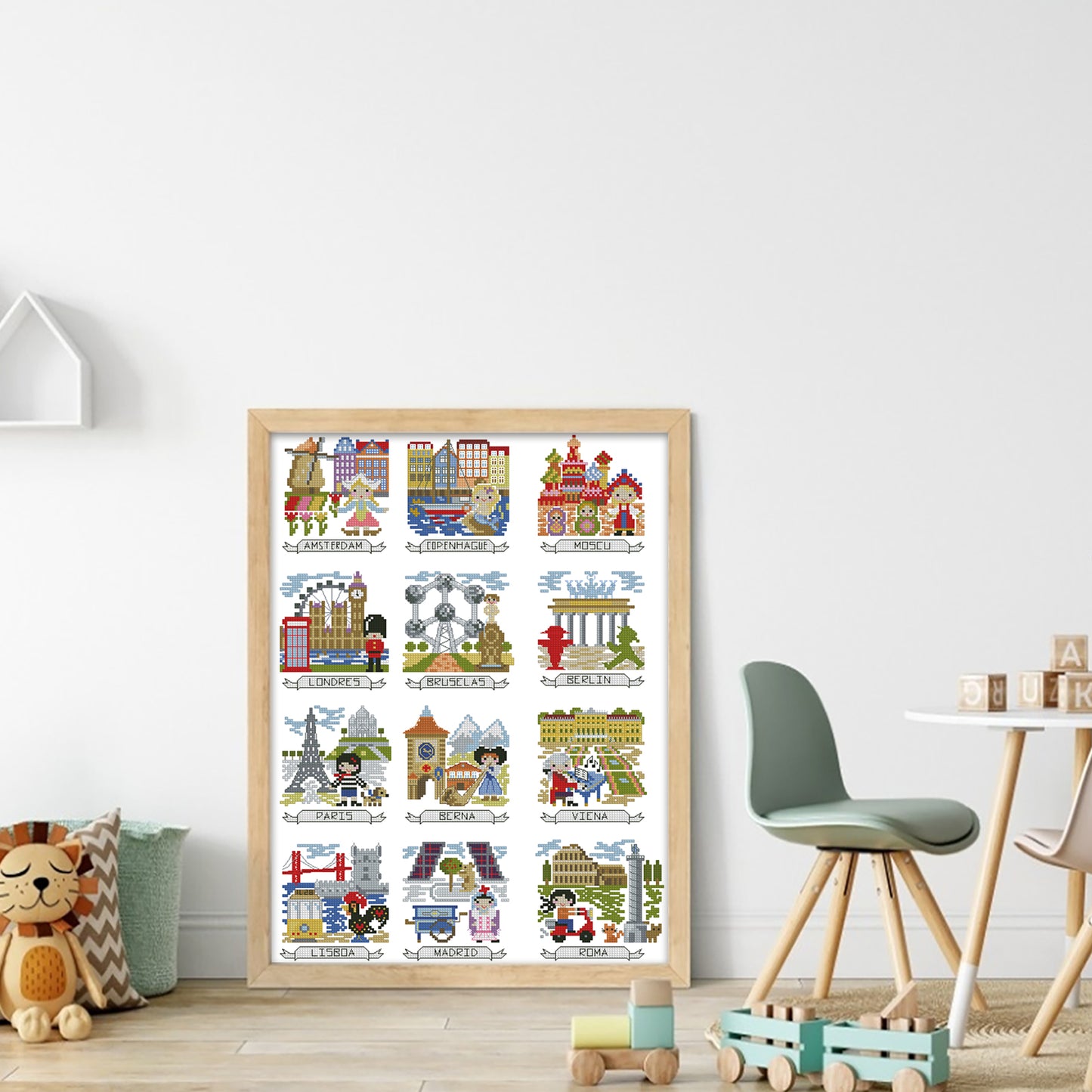 Magazine - Travel Photos Of Various European Countries - 14CT Stamped Cross Stitch 38*52CM (Egyptian cotton)(Xiaobai)