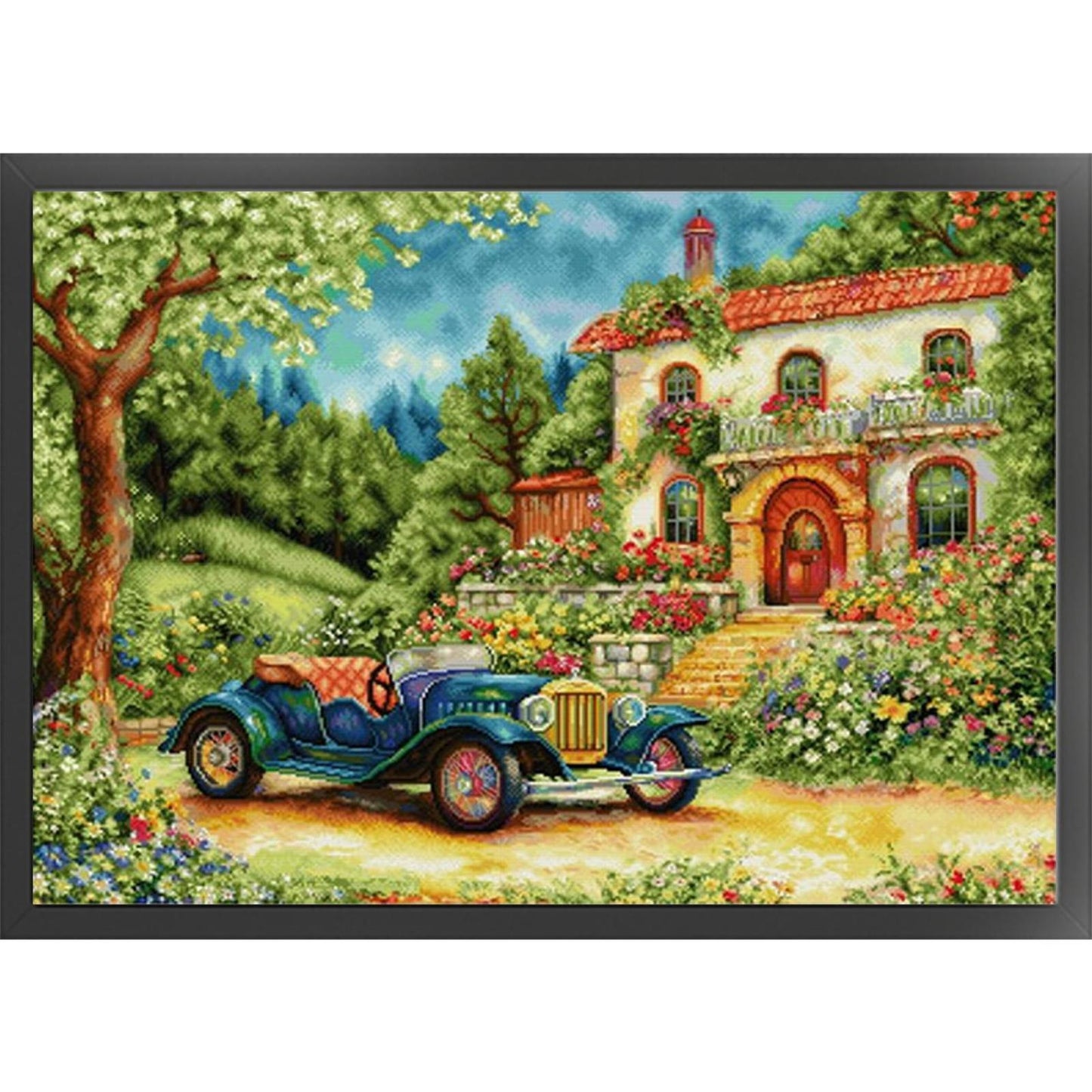 Wildflower Cart - 14CT Stamped Cross Stitch 77*60CM (Egyptian cotton)(Spring)