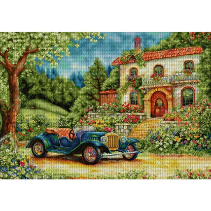 Wildflower Cart - 14CT Stamped Cross Stitch 77*60CM (Egyptian cotton)(Spring)
