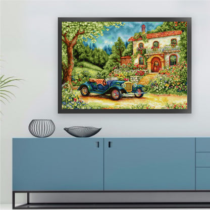 Wildflower Cart - 14CT Stamped Cross Stitch 77*60CM (Egyptian cotton)(Spring)