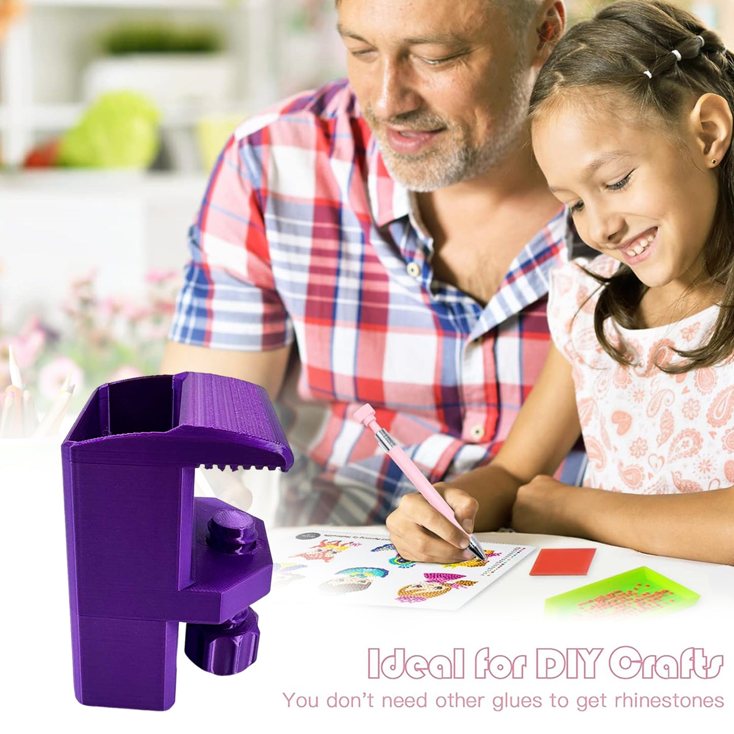 Heavy-Duty Desk Pen Holder Adjustable Clip Space-Saving Desk Organizer (Purple)