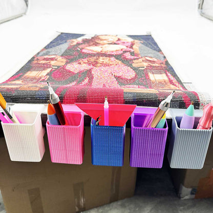 Heavy-Duty Desk Pen Holder Adjustable Clip Space-Saving Desk Organizer (White)