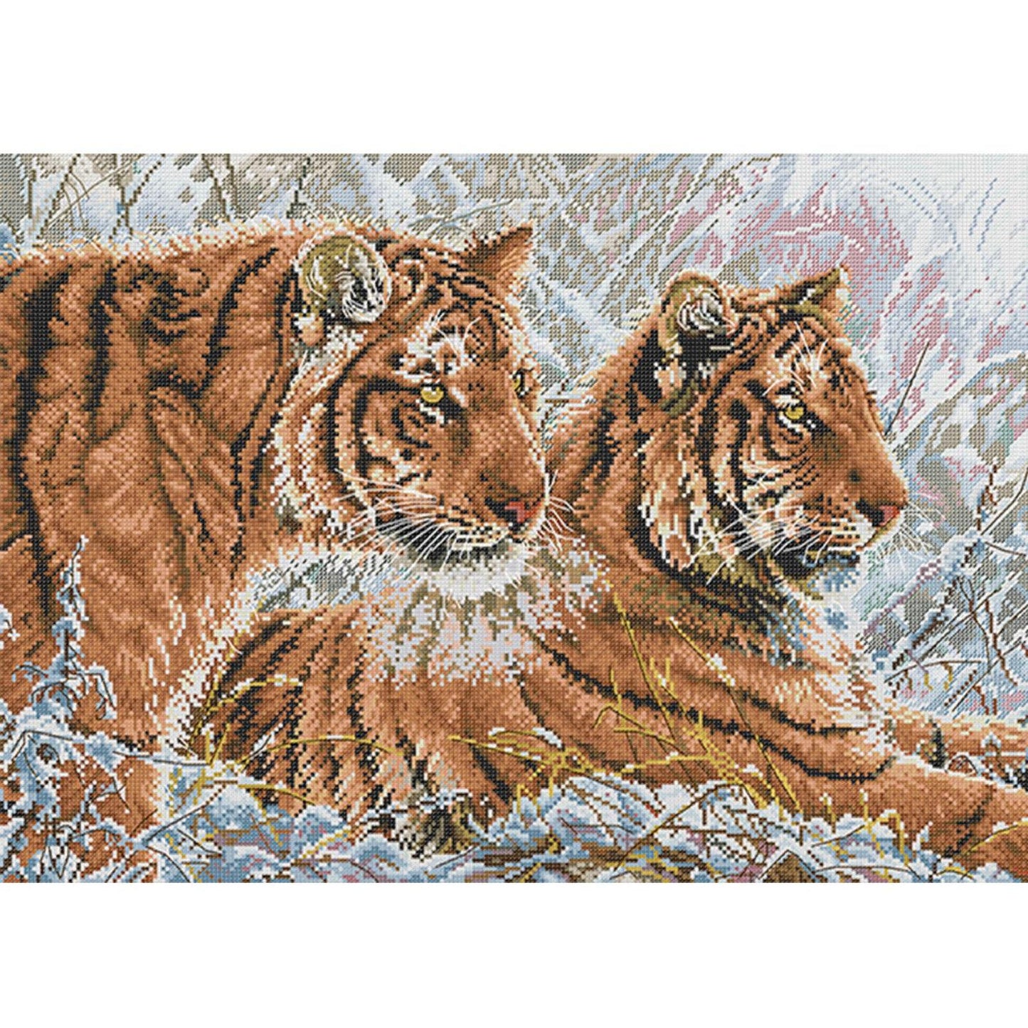 Two Tigers - 14CT Stamped Cross Stitch 55*40CM (Joy Sunday)