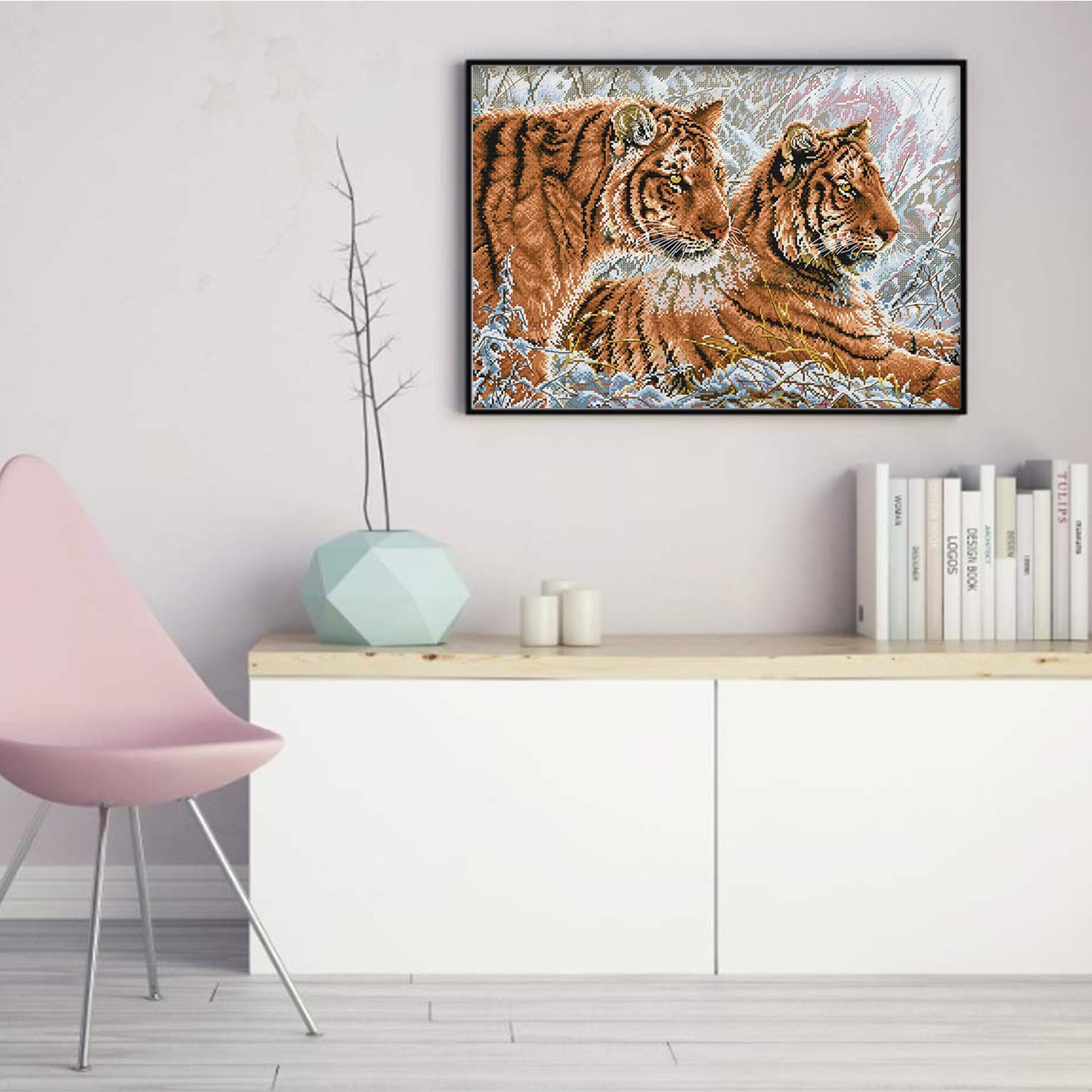 Two Tigers - 14CT Stamped Cross Stitch 55*40CM (Joy Sunday)