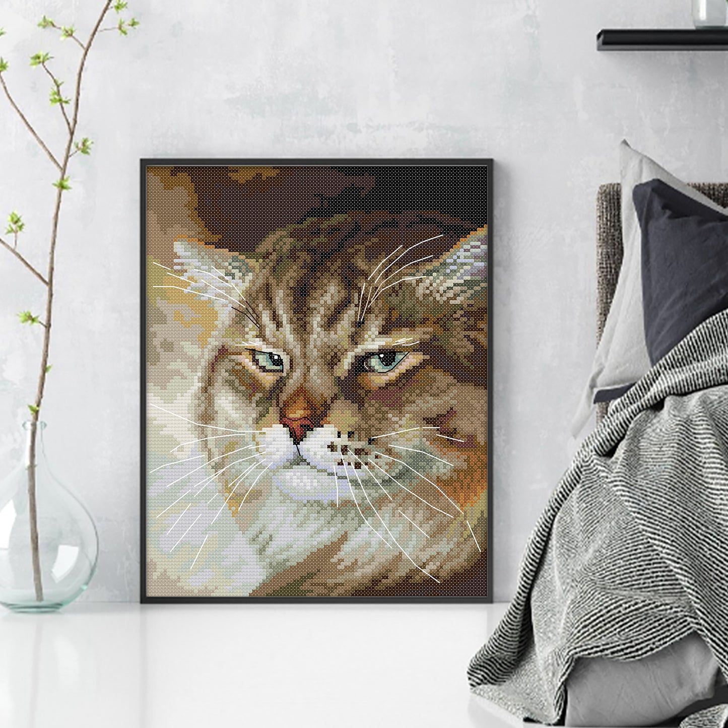 Angry Cat - 14CT Stamped Cross Stitch 25*30CM (Joy Sunday)