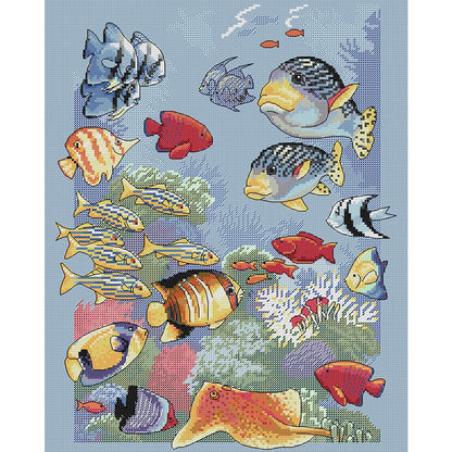 Tropical Fish - 14CT Stamped Cross Stitch 36*44CM (Joy Sunday)