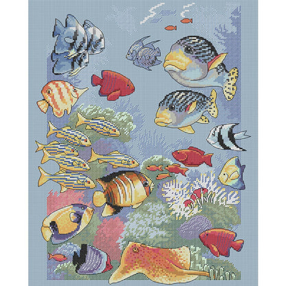 Tropical Fish - 14CT Stamped Cross Stitch 36*44CM (Joy Sunday)