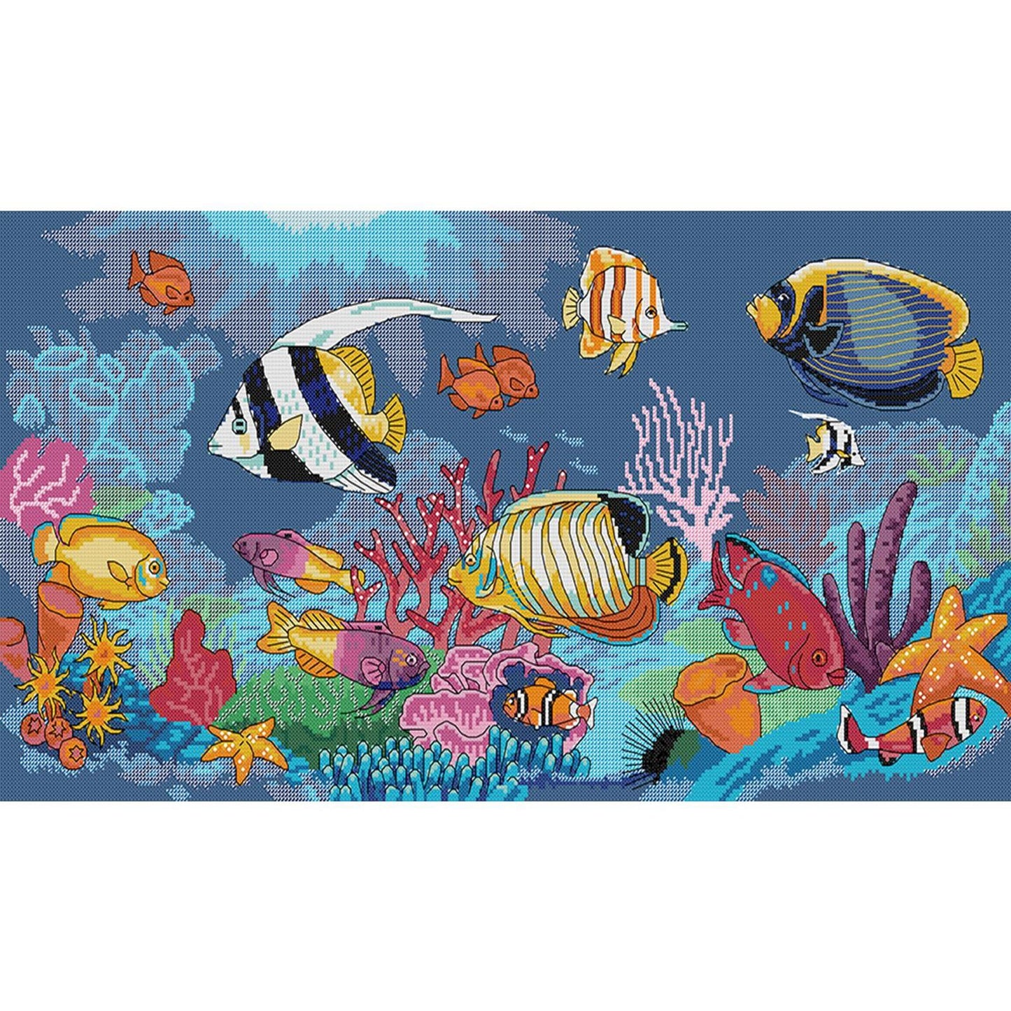Tropical Fish - 14CT Stamped Cross Stitch 61*34CM (Joy Sunday)
