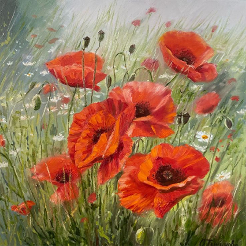 Poppy - Full Round Drill Diamond Painting 40*40CM