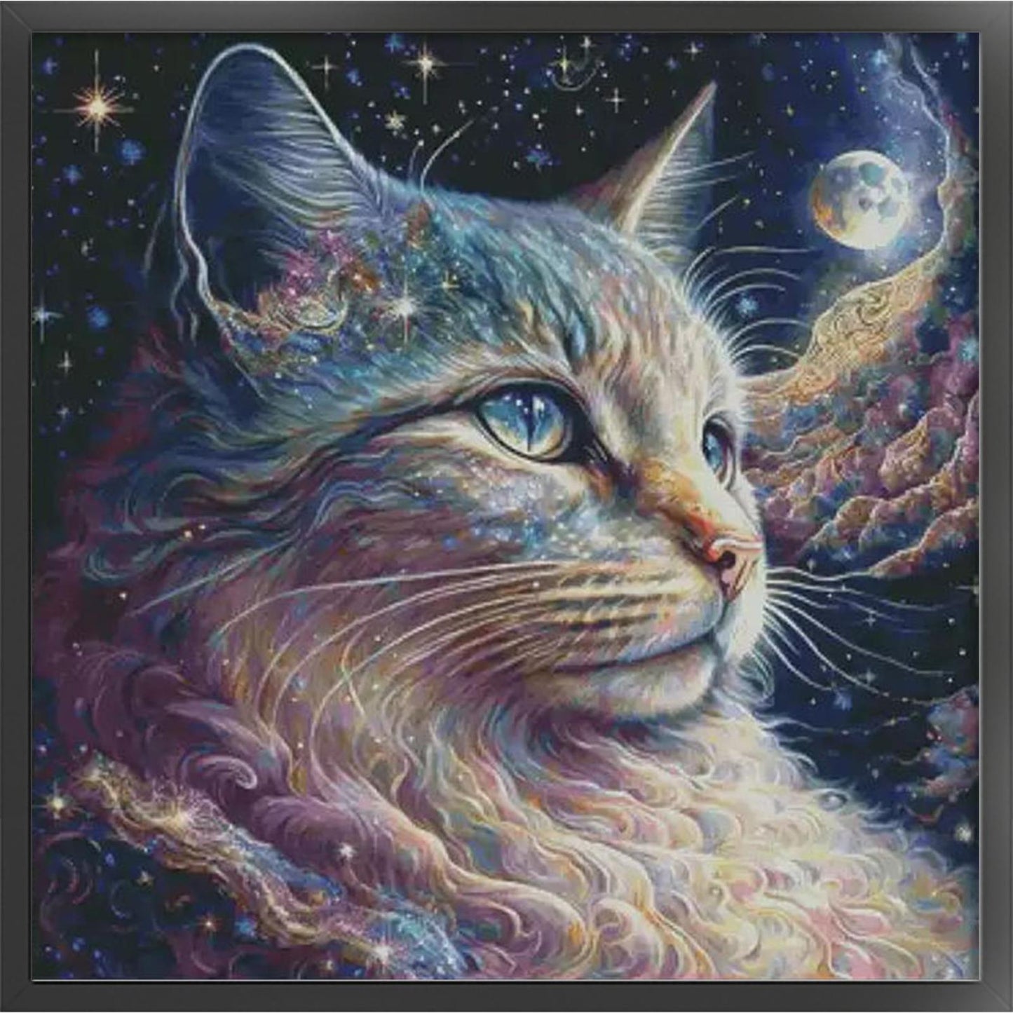 Dreamy Interstellar Cat - 14CT Stamped Cross Stitch 75*75CM (Egyptian cotton)(Fairy Brand)