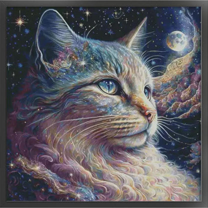 Dreamy Interstellar Cat - 14CT Stamped Cross Stitch 75*75CM (Egyptian cotton)(Fairy Brand)