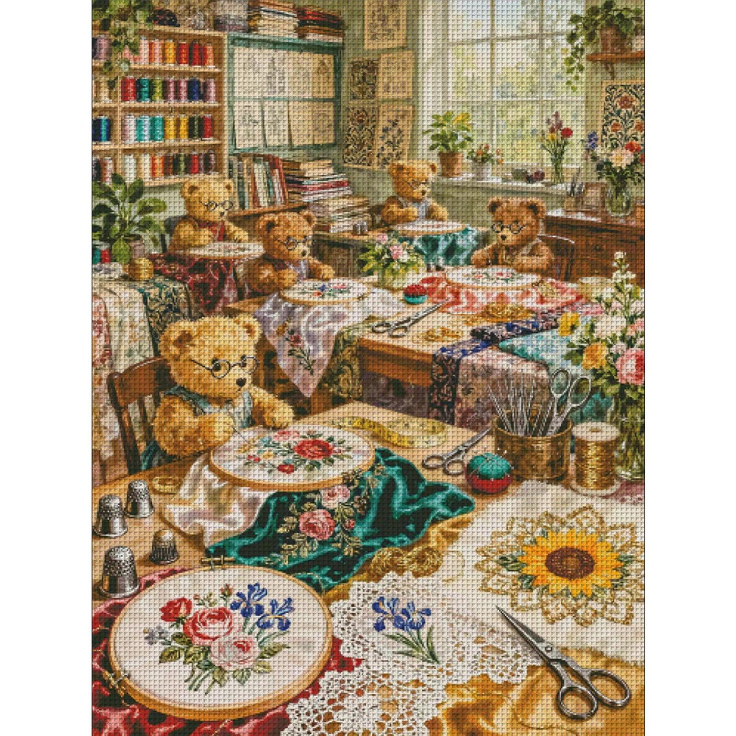 Bear Embroidery Studio - 14CT Stamped Cross Stitch 80*100CM (Egyptian cotton)(Fairy Brand)