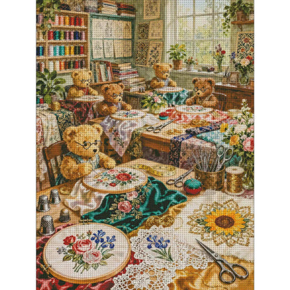 Bear Embroidery Studio - 14CT Stamped Cross Stitch 80*100CM (Egyptian cotton)(Fairy Brand)