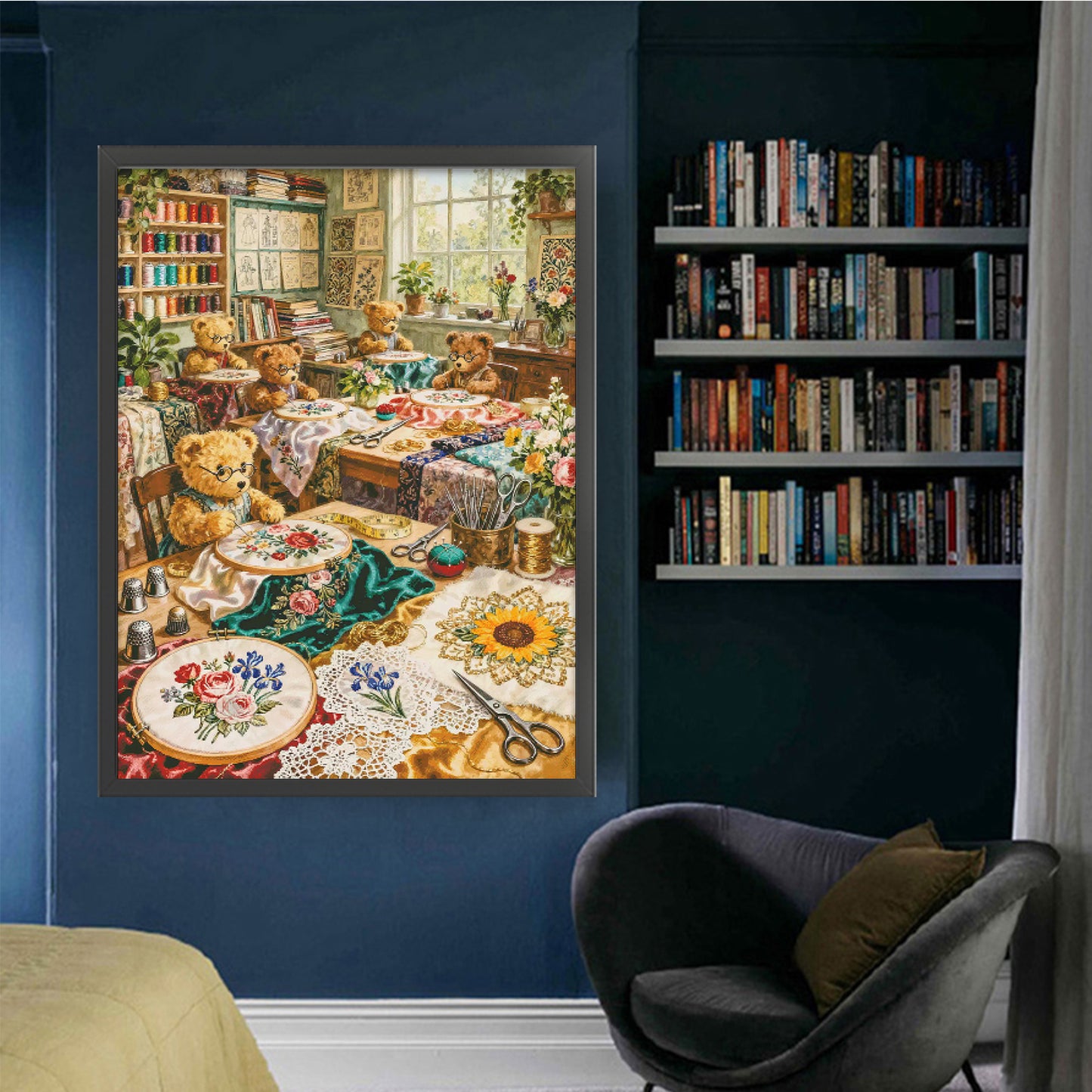 Bear Embroidery Studio - 14CT Stamped Cross Stitch 80*100CM (Egyptian cotton)(Fairy Brand)