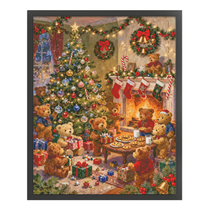 Christmas Party Bear - 14CT Stamped Cross Stitch 80*100CM (Egyptian cotton)(Fairy Brand)