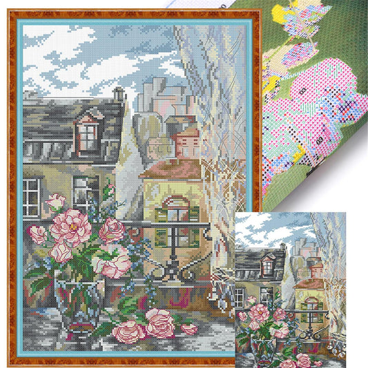 Paris Morning - 14CT Stamped Cross Stitch 29*41CM (Joy Sunday)